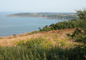 Vue prise du la fentre du camion: notre cadre pour la soire...