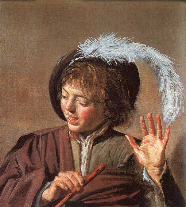 Singing boy with a flute