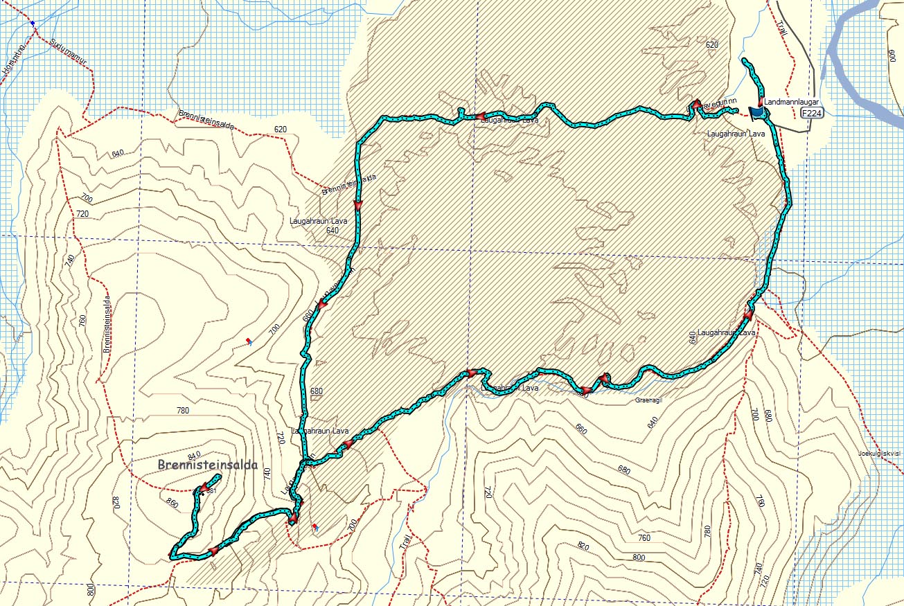Carte randonnée Brennisteinsalda