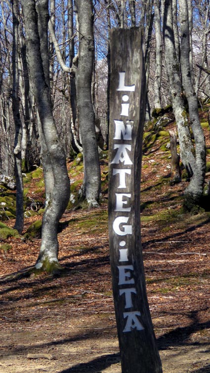 Un panneau indique "Linategieta".