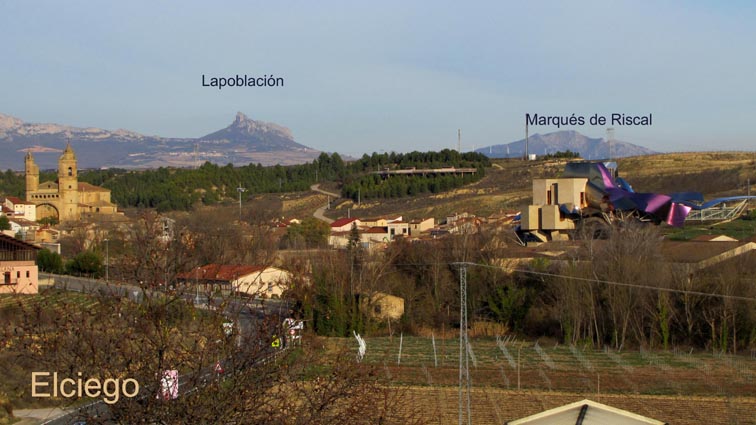 Lapoblación au loin et Marqués de Riscal sur la droite.