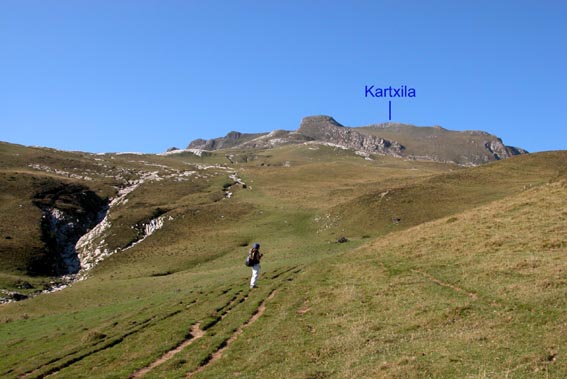 Nous dmarrons au Sud-ouest,  droite du cayolar d'Eskanthola, en suivant des sentes de brebis...