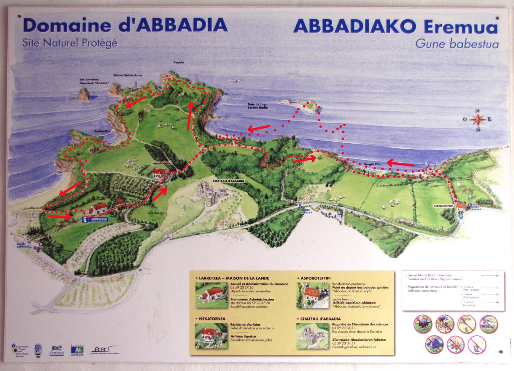Plan du domaine d'Abbadia avec mon parcours