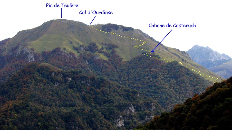 Itinéraire vu depuis le col d'Ichère.