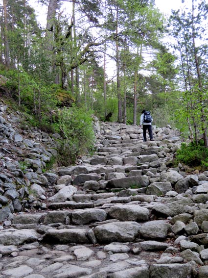 L'itinéraire est entrecoupé d'escaliers en pierres.